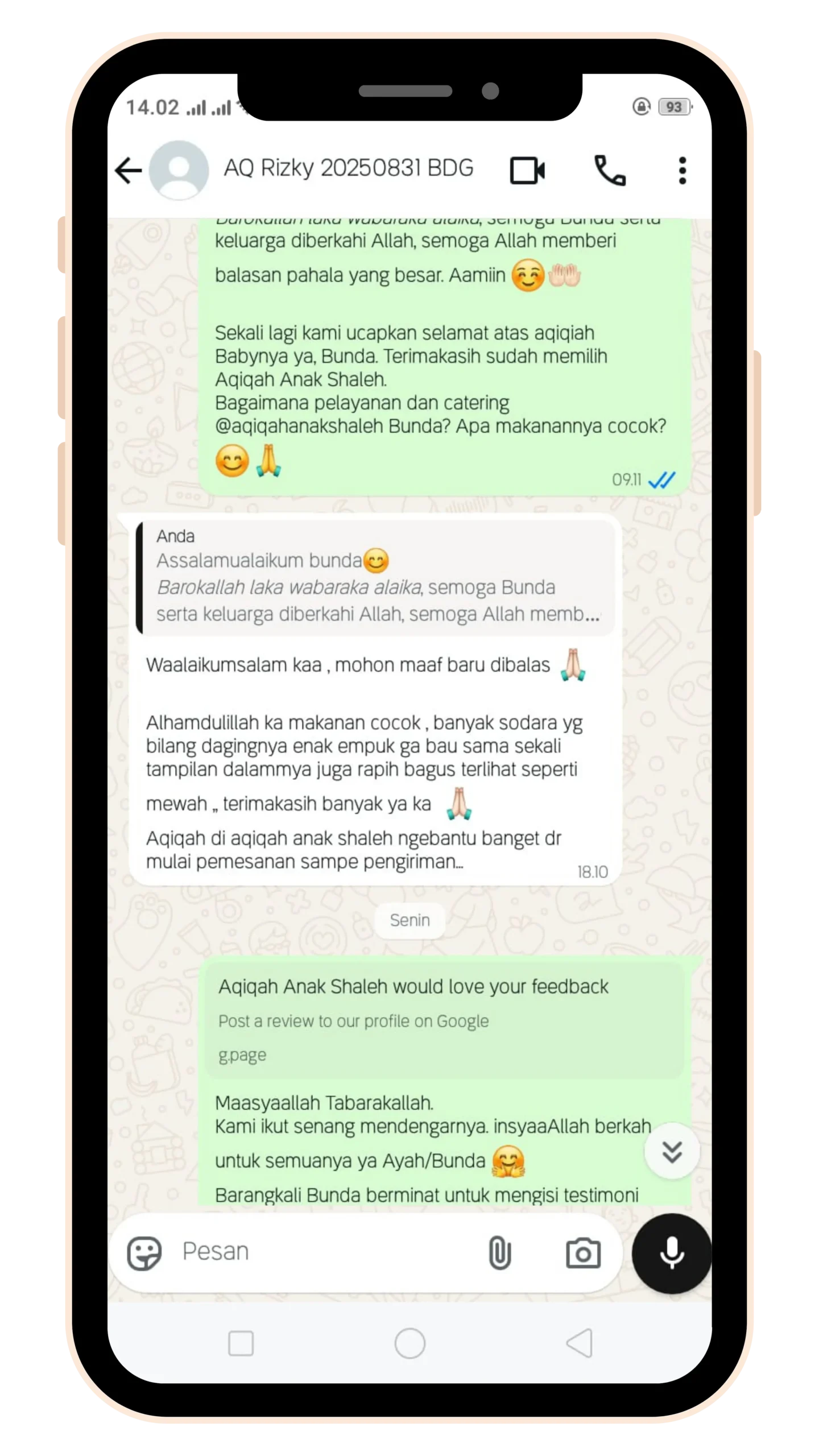 Testimoni Pelanggan Aqiqah Anak Shaleh 3