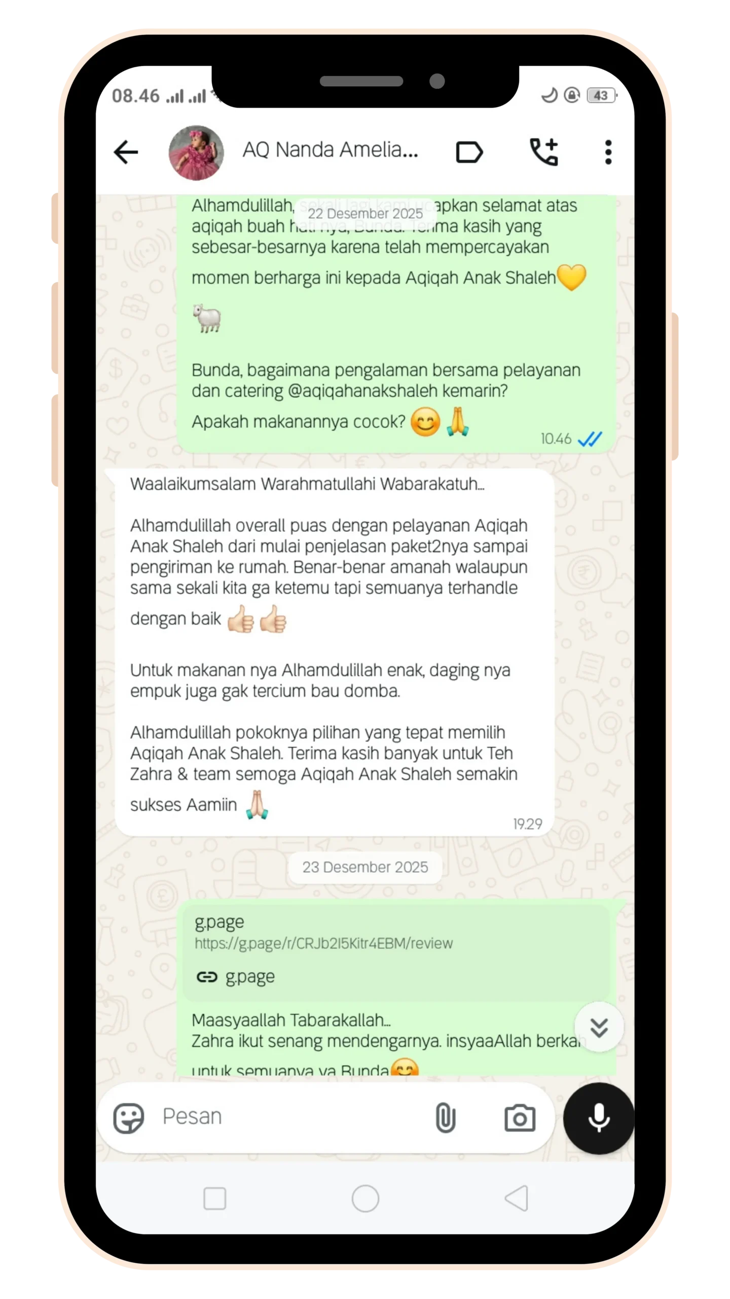 Testimoni Pelanggan Aqiqah Anak Shaleh 4