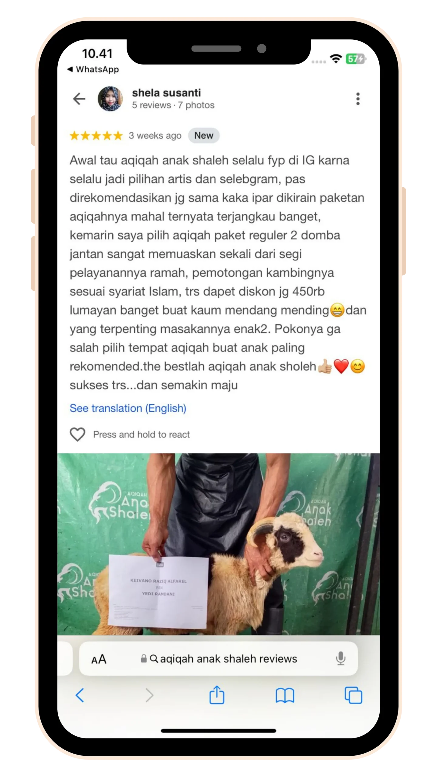 Testimoni Pelanggan Aqiqah Anak Shaleh 8